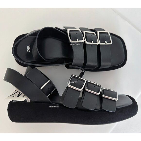 NEW ZARA buckled strap flatform sandal 1604 size 6.5 - Picture 2 of 6